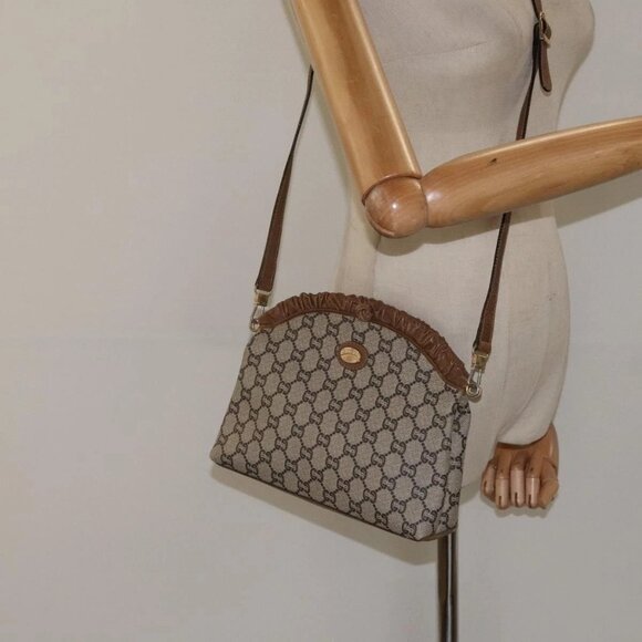 GUCCI GG Plus Supreme Shoulder Bag PVC Beige Gold Auth - Picture 1 of 16